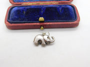 Sterling Silver Trunk Up Good Luck Elephant Charm Pendant Vintage c1970
