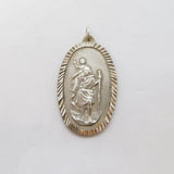 Sterling Silver Large Oval St Christopher Pendant Vintage London