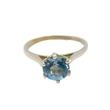 Sterling Silver Blue Topaz Solitaire Dress Ring Vintage c1990 Size R