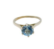 Sterling Silver Blue Topaz Solitaire Dress Ring Vintage c1990 Size R