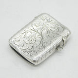 Victorian Sterling Silver Floral Pattern Vesta Case Antique 1897 Birmingham