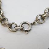 19th Century Chunky Sterling Silver Floral Chased Belcher Link Necklace Antique