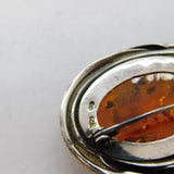 Sterling Silver Mounted Baltic Amber Dress Brooch Vintage c1970s