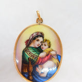 19th Century Austro-Hungarian 14ct Gold Mounted Enamel Religious Pendant Antique