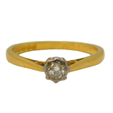 18ct Yellow Gold & 0.15ct Diamond Solitaire Ring Vintage 1973 Sheffield