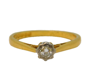 18ct Yellow Gold & 0.15ct Diamond Solitaire Ring Vintage 1973 Sheffield
