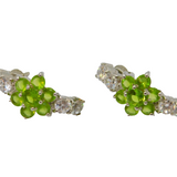 Pair of Sterling Silver Peridot Cluster & Spinel Stud Earrings Modern c1990