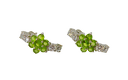 Pair of Sterling Silver Peridot Cluster & Spinel Stud Earrings Modern c1990
