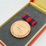 Post-WWII East German Red Boxed Copper Miners Medal Vintage c1950