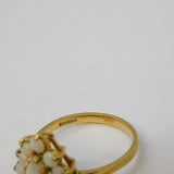 9ct Yellow Gold, White Opal Floral Cluster Ring Vintage Birmingham