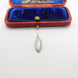 Sterling Silver Sky Blue Glass Drop Charm Pendant Vintage c1970