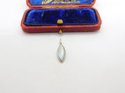 Sterling Silver Sky Blue Glass Drop Charm Pendant Vintage c1970