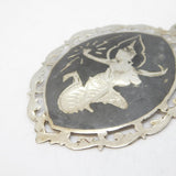 Large Siam Sterling Silver Niello Enamel Dancing Goddess Pendant Antique
