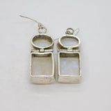 Pair of Sterling Silver Mexican Chunky 4 Moonstone Drop Earrings Vintage c1990