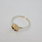 Sterling Silver & Gilt Flower Open Back Stacking Ring Modern c2010 Size P 1/2