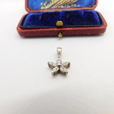 Sterling Silver Diamond Paste Flower Charm Pendant Vintage c1970