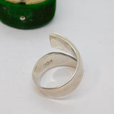 Sterling Silver Large Planished Crossover Band Ring Vintage c1970 Size X UK