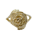 Sterling Silver Rose Flower & Leaves Dress Ring Vintage c1970 Size Q