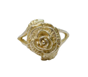 Sterling Silver Rose Flower & Leaves Dress Ring Vintage c1970 Size Q