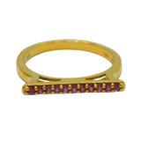 Gold On Sterling Silver 11 Pink Tourmaline Band Ring Vintage c2000 Size P 1/2