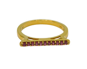 Gold On Sterling Silver 11 Pink Tourmaline Band Ring Vintage c2000 Size P 1/2