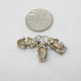 Sterling Silver See, Hear & Speak No Evil Monkey Charm Pendant Vintage c1970