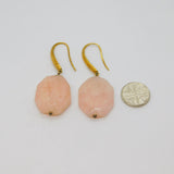 Pair of Gold On Sterling Silver Faceted Rose Quartz Drop Earrings Vintage c1970