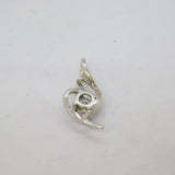Sterling Silver CZ Curvy Abstract Heart Drop Charm Pendant Vintage c1990