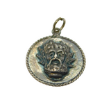 Sterling Silver CHIM Green Man Mask Form Disc Charm Pendant Vintage c1970s