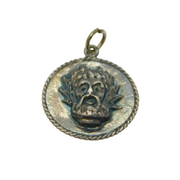 Sterling Silver CHIM Green Man Mask Form Disc Charm Pendant Vintage c1970s