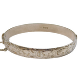Sterling Silver Floral Pattern Cuff Bangle Bracelet Vintage 1963 Birmingham