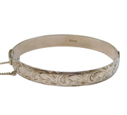 Sterling Silver Floral Pattern Cuff Bangle Bracelet Vintage 1963 Birmingham