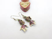 Chinese Export Sterling Silver & Colourful Enamel Flapping Fish Earrings c1950