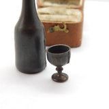 Victorian Spelter Dolls House Wine Bottle & Chalice Miniatures c1850 Antique