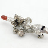 George III Sterling Silver Red Agate Baby Rattle & Teether Antique c1780s