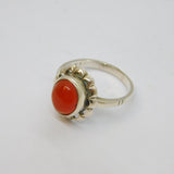 Sterling Silver Cabochon Carnelian Studio Style Dress Ring Vintage c1970 Size O