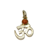 Sterling Silver Ohm Symbol With Baltic Amber Charm Pendant Vintage c1970s