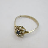 Sterling Silver Sapphire & Spinel Cluster Dress Ring Vintage c1970 Size N 1/2
