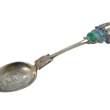 Edwardian Sterling Silver & Enamel Holyrood Palace Teaspoon Antique Birmingham