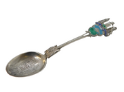 Edwardian Sterling Silver & Enamel Holyrood Palace Teaspoon Antique Birmingham