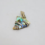 Sterling Silver Natural Abalone Shell Modernist Studio Pendant Vintage c1970s