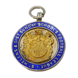 Sterling Silver Gilt & Enamel Sunday School Fob Medal Antique 1925 Birmingham