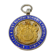 Sterling Silver Gilt & Enamel Sunday School Fob Medal Antique 1925 Birmingham