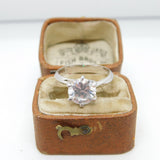 Sterling Silver Crystal Set Solitaire Statement Ring Vintage c1970 Size M UK