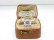 Sterling Silver Crystal Set Solitaire Statement Ring Vintage c1970 Size M UK