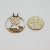 Scottish Sterling Silver Butterfly Floral Disc Studio Pendant Vintage c1970s