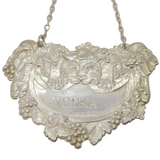 Sterling Silver Large Lion Mask 'Vodka' Decanter Label Vintage 1970 Birmingham
