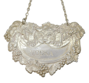 Sterling Silver Large Lion Mask 'Vodka' Decanter Label Vintage 1970 Birmingham