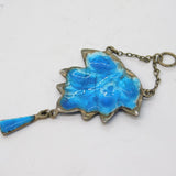 Art Nouveau Sterling Silver & Enamel Floral Lavalier Pendant Antique c1890