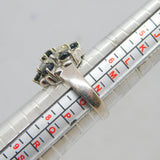 Sterling Silver White & Blue Sapphire Cluster Ring Vintage c1970 Size N 1/2